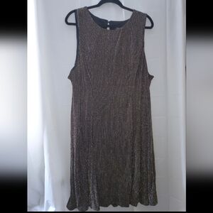 Torrid Black With Silver And Gold Stripes Shimmer Sleeveless A-Line Dress 4